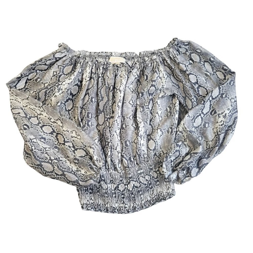 MICHAEL Michael Kors Snakeskin "Off the Shoulder" 100% Silk Top Size S